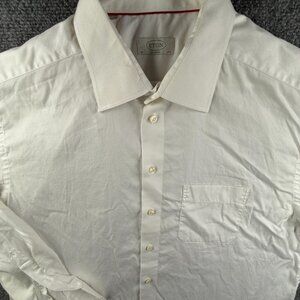 Eton Classic Fit 17.75 (45) Button Up Shirt White Long Sleeve Men Cotton Adult